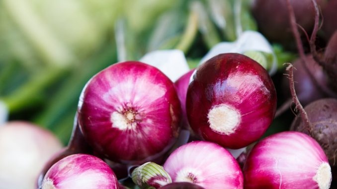 Picklad rödlök som tillbehör till olika rätter illustration