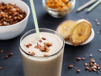 Hälsosamma smoothiebowls med exotiska frukter illustration