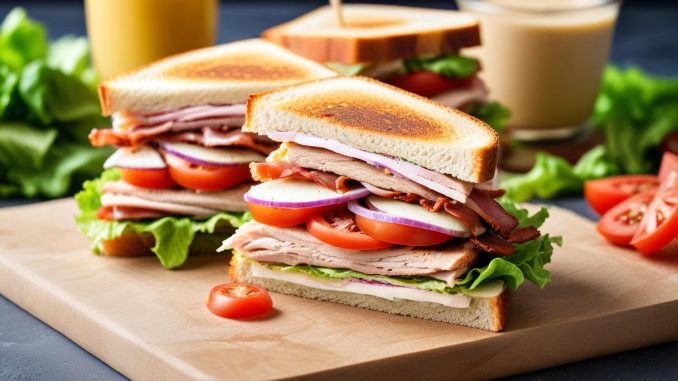 Enkel och god club sandwich med kyckling illustration