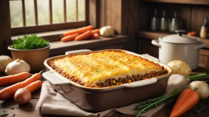 Klassisk shepherds pie recept för mysiga kvällar illustration