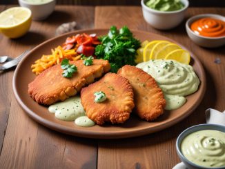 Kreativa såser till schnitzel som förgyller middagen illustration