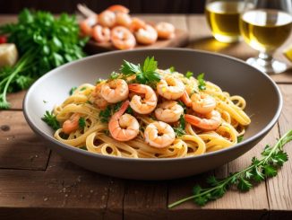 Pasta med räkor - enkla recept för festliga stunder illustration