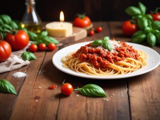 Pasta med tomatsås illustration