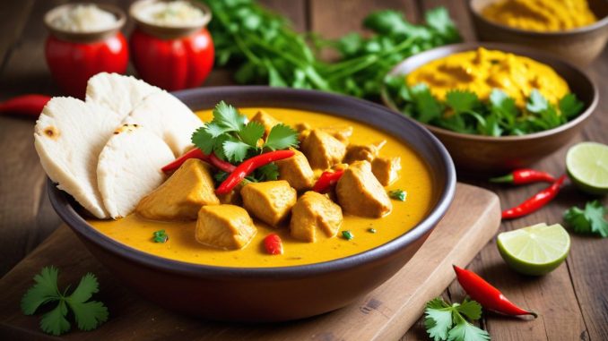 En enkelt och gott kyckling curry recept! illustration
