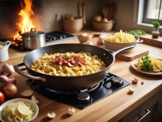 En snabblagad och god bacon pasta! illustration