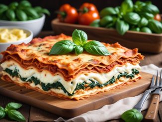 God vegetarisk lasagne med keso och spenat illustration