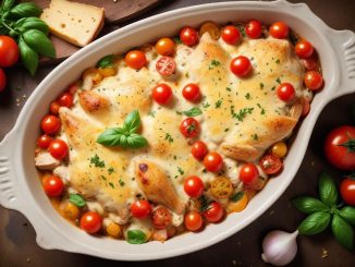 Kycklinggratäng med smak av Italien och soliga tomater illustration
