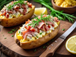 10 mumsiga fyllningar till bakad potatis illustration