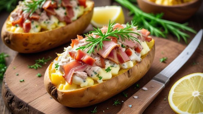 10 mumsiga fyllningar till bakad potatis illustration