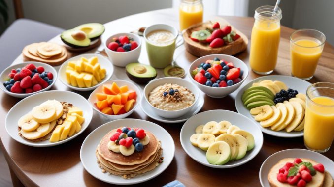 Nyttig frukost för en energifylld dag! illustration
